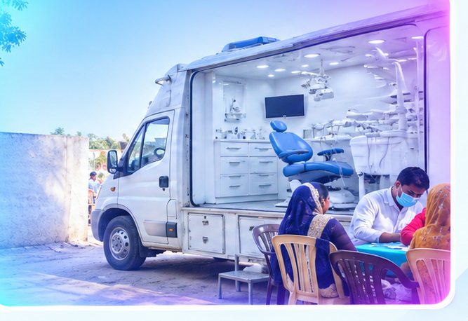 Smile Return dental van running a camp